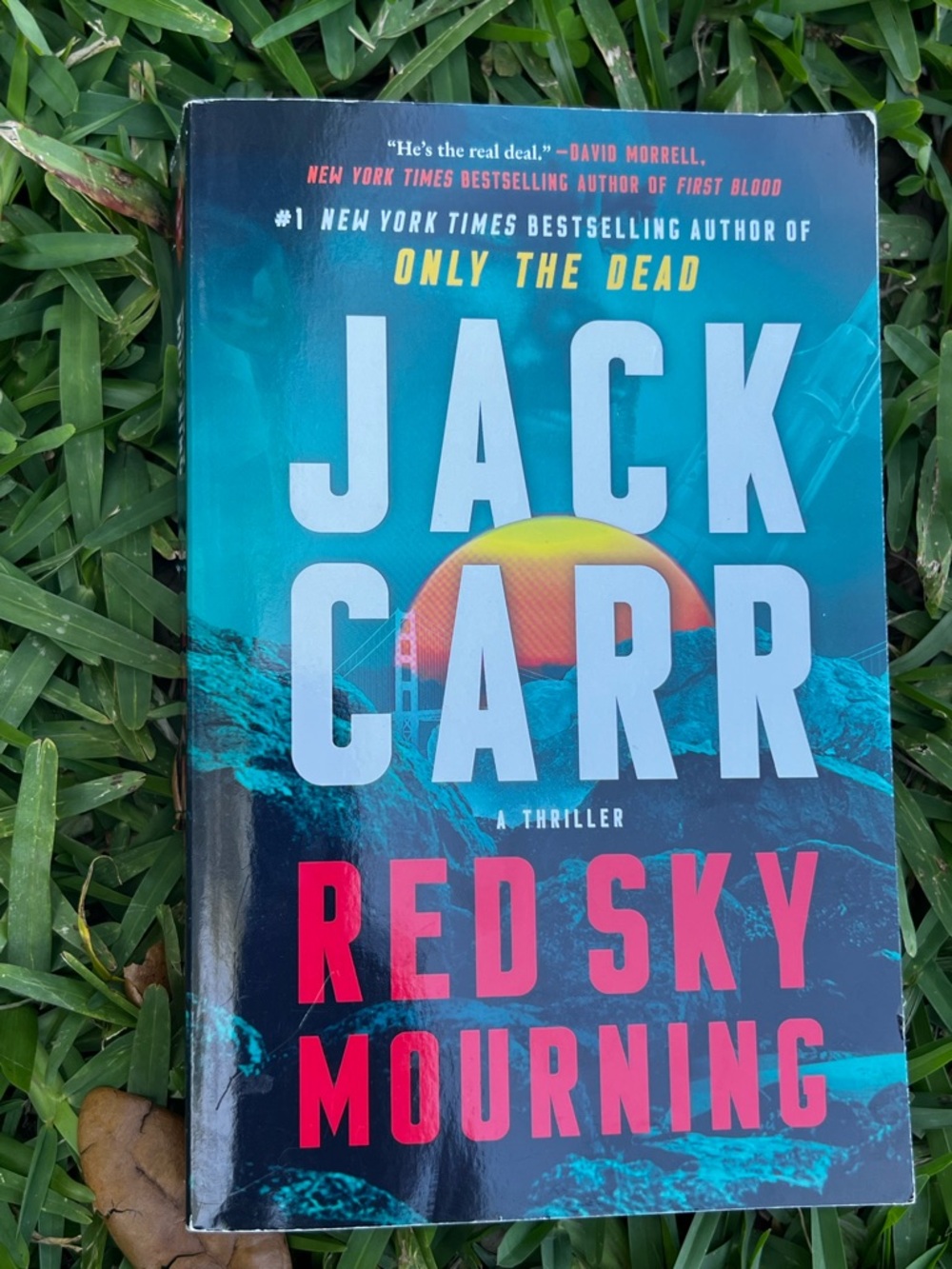 Jack Carr Paperback Thriller Back Cover - Teal & Yellow Text
